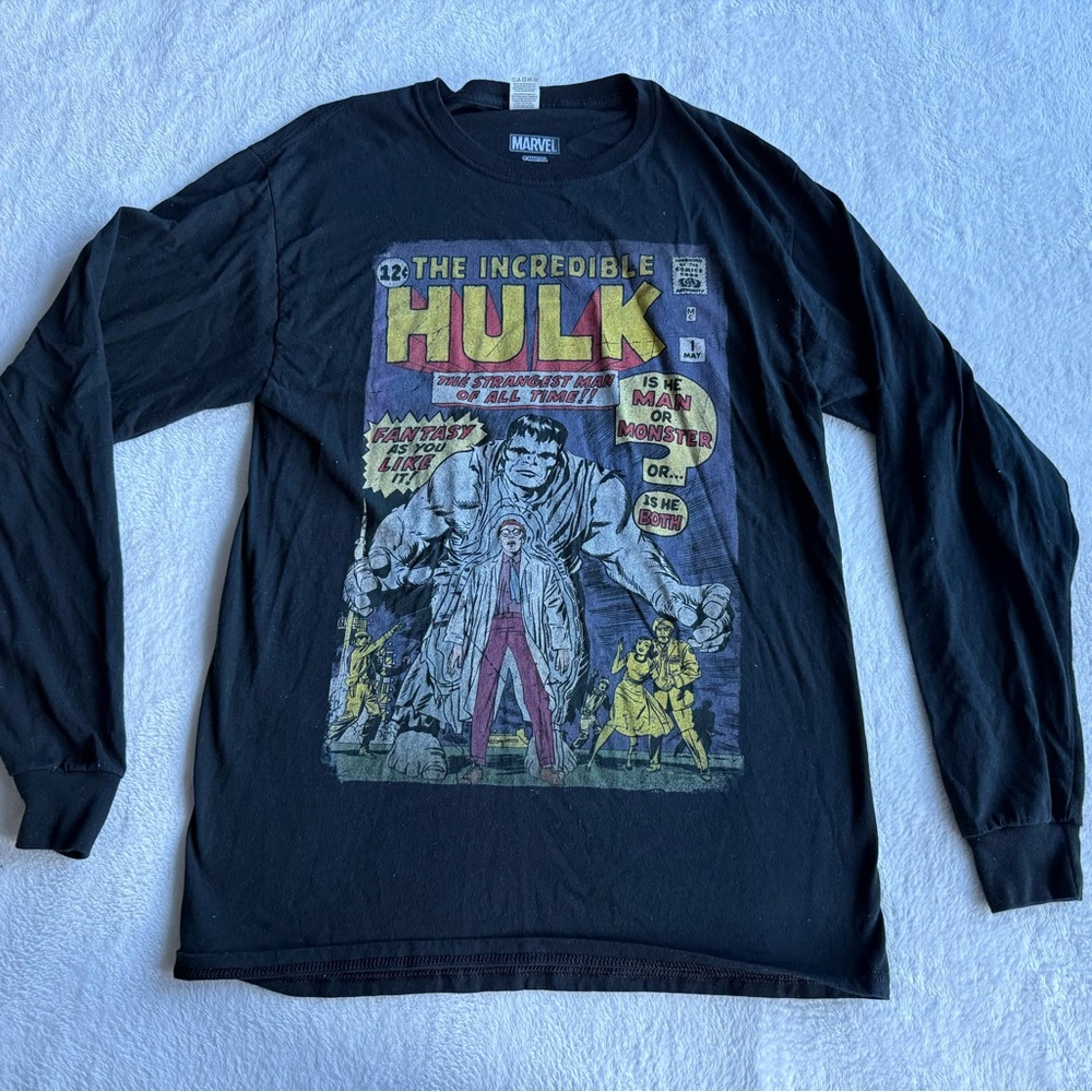 Marvel Black Hulk Graphic Long Sleeve Tee